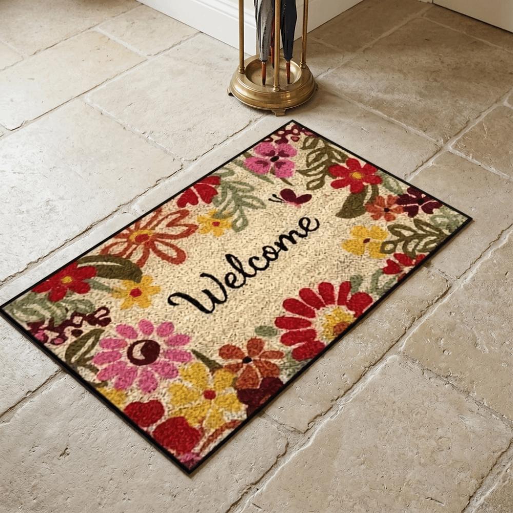 Flower Absorbent Mat Letter Floor Mat Wear-resistant Bathroom Mat  Entrance Hall