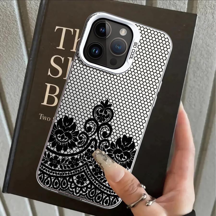 Back Phone Cover Case for iPhone 17 Pro Max 11 Air XS XR 15 Plus 13 Pro 16 14 12 Black Fashion Cool Lace