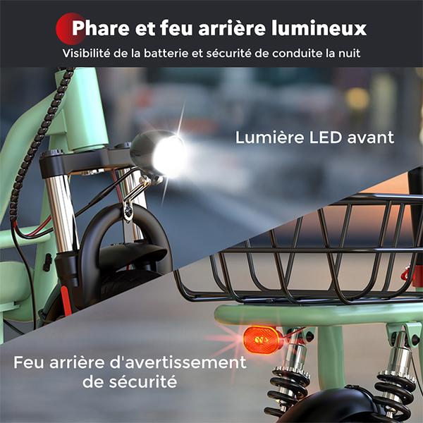 iScooter Electric Scooter I12 25KM/H 500W 7.5Ah 12 Inch Pneumatic Road Tire 30-35KM Range with Basket GREEN Color