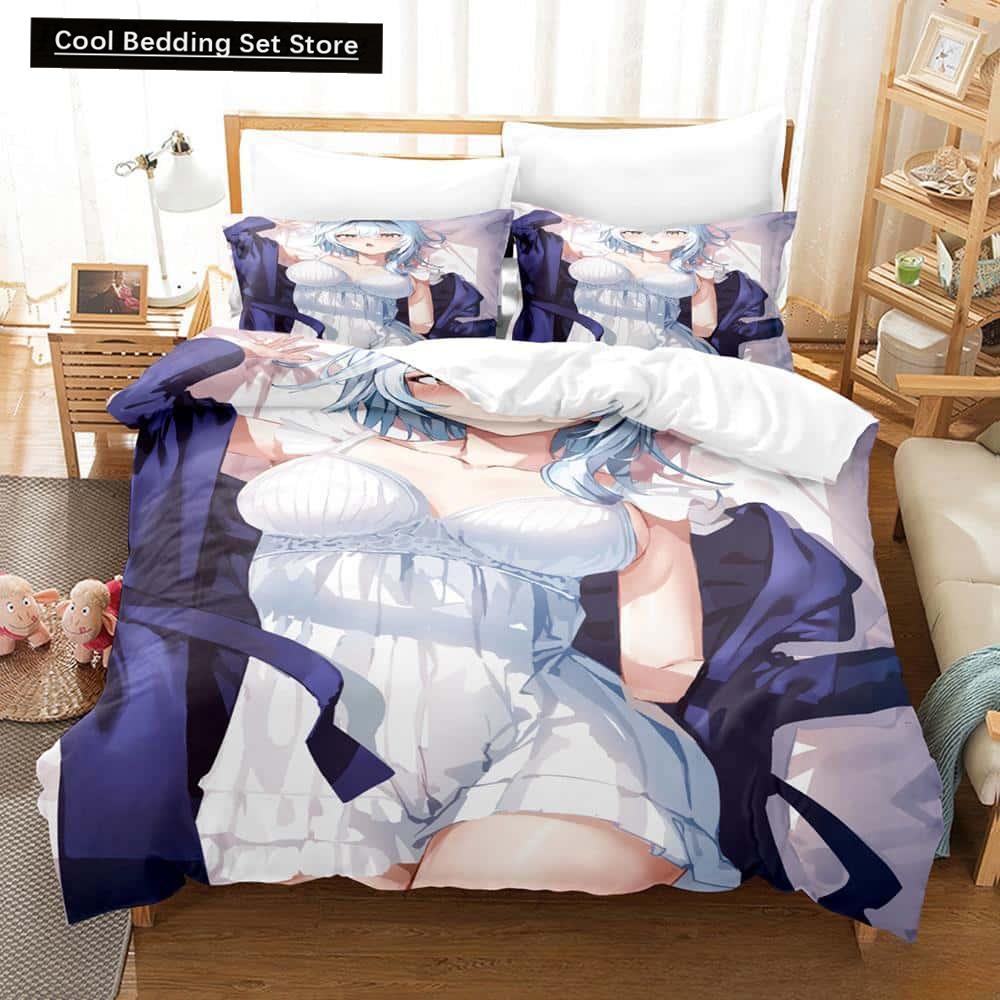 Kawaii Anime Genshin Impact Eula Lawrence Bedding Set Single Twin Full Queen King Size Bed Set Adult Kid Bedroom Duvetcover Sets