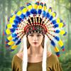 Indian Headdress Artificial Feather Chief Hat Photo Prop Role Play Dress Costume Accessories Fancy