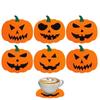 6 Pcs Orange Cup Mats Non-Slip Halloween Decoration Halloween Felt Pumpkin Coasters  Ghost Festival