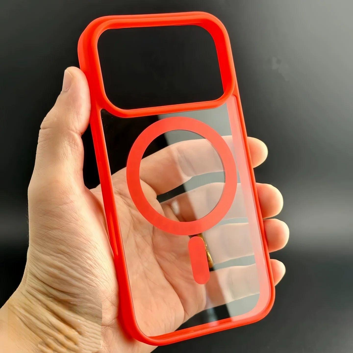

For Magsafe Magnetic Case For iPhone 17 Air 17Promax 16 15 14 Pro Max Plus 13 12 Mini 11 17Pro Phone Original Transparent Cover For iphone 17Promax красный