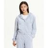 Nbmde4w922  Women Velour Rib Hoodie Zip Up  Light Blue 