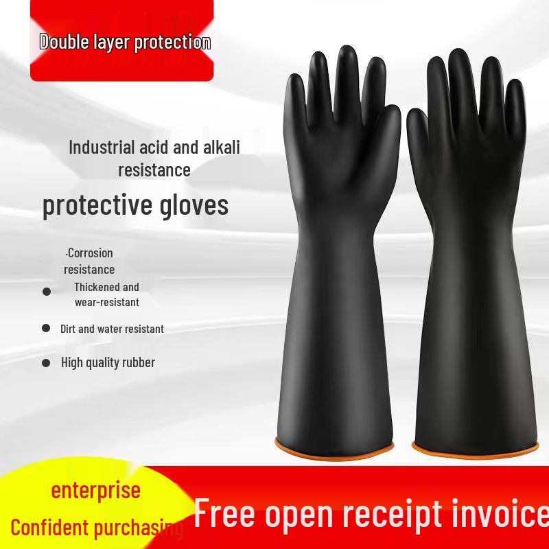 Thickened Black Latex Gloves: Acid & Alkali Resistant, Waterproof, Durable, Non-Slip, for Hair Dyeing and Car Washing.