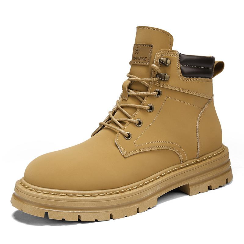 Autumn high-top lace-up small yellow boots new fashion trend Martin boots men's retro casual tooling boots RW2279