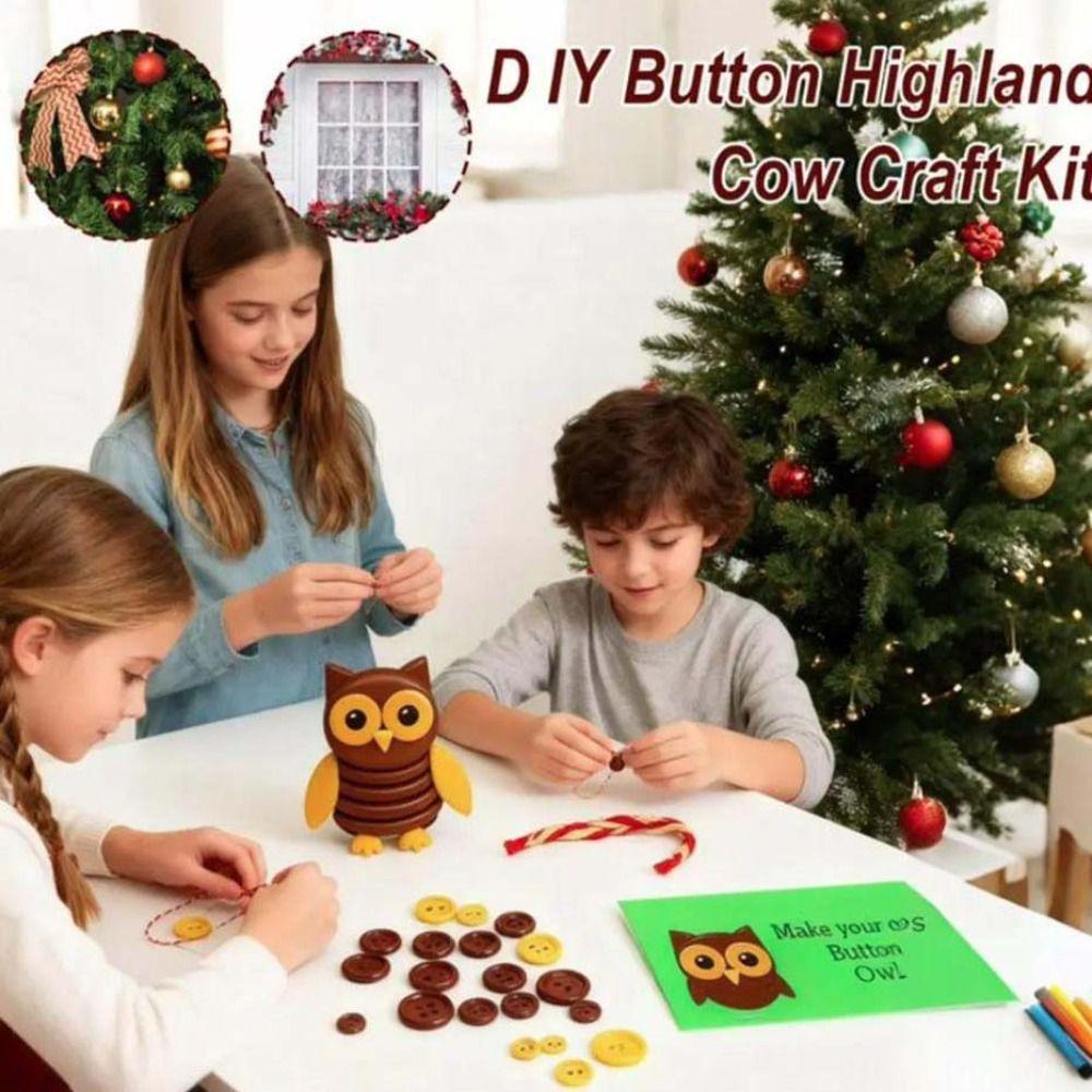 Handmade Button 3D Animals Button Decor Plastic Pre-Cut DIY Highland Cow Craft Kit  Indoor Decor