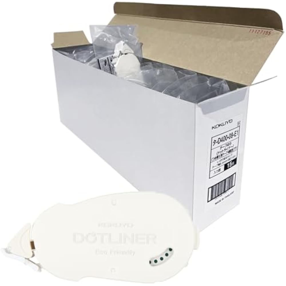 Kokuyo Tape, Adhesive Dot Liner, Refill Tape, Strong Adhesive, White, Set of 15, Ta-D400-08-E1X15SET