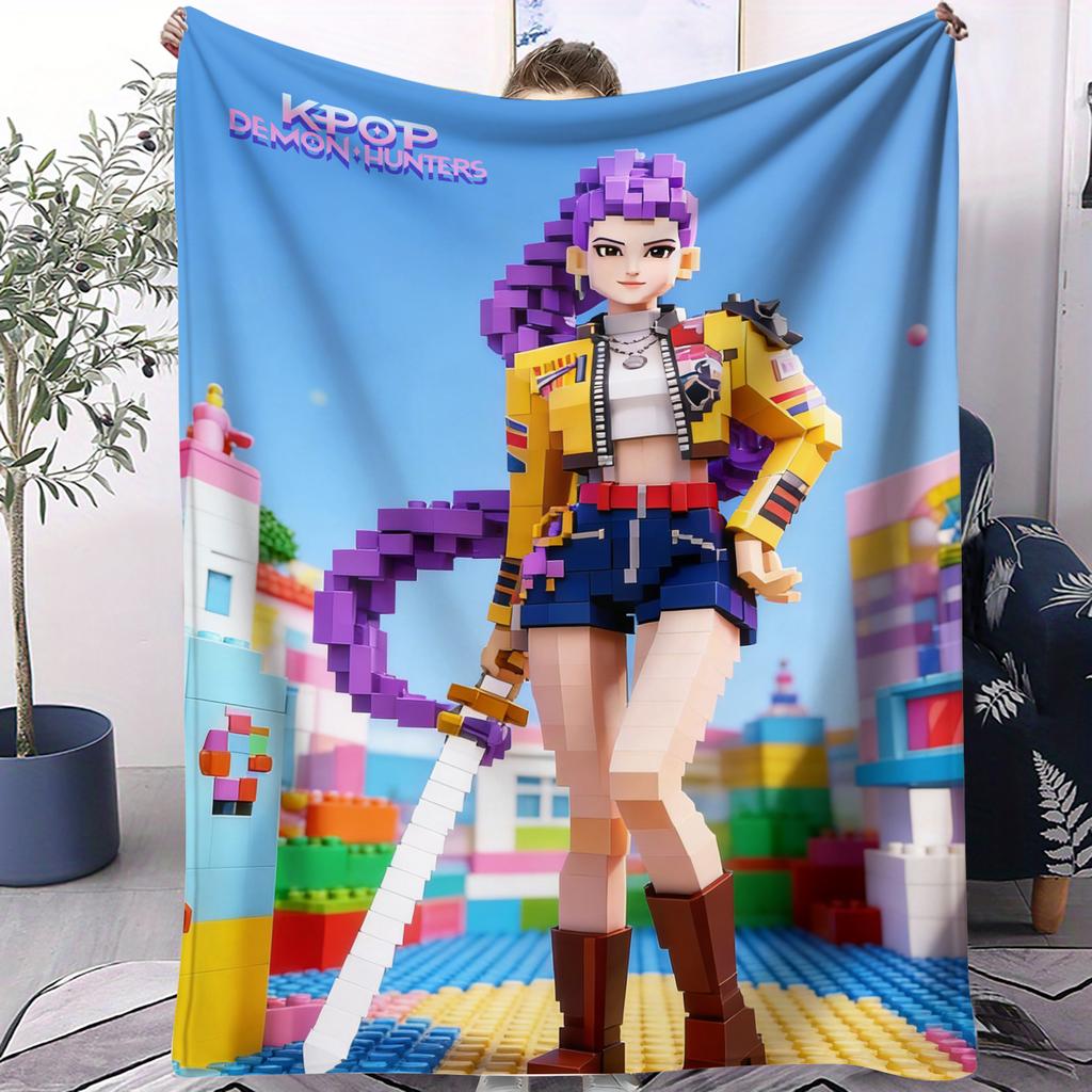 KPop Demon Hunters Printed Blanket Girls Boys Plush Throw Blanket Sofa Blankets Warm Birthday Gifts For Girls Huntrix Blankets