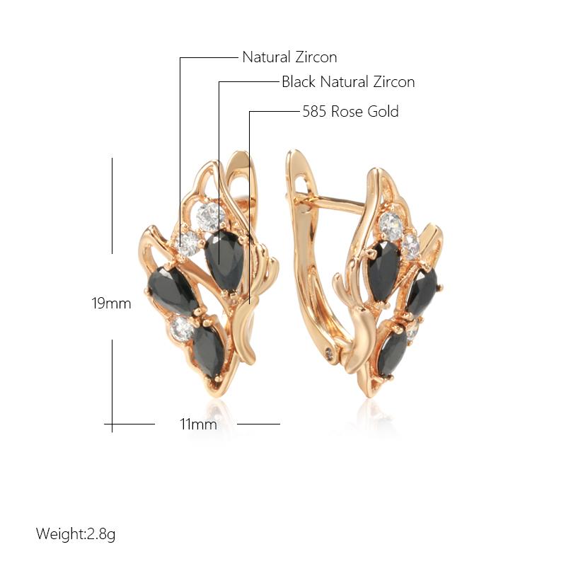 Abstract Butterfly Earrings For Women Black Natural Zircon With  Rose Gold Color High Quality Daily Fine Jewelry