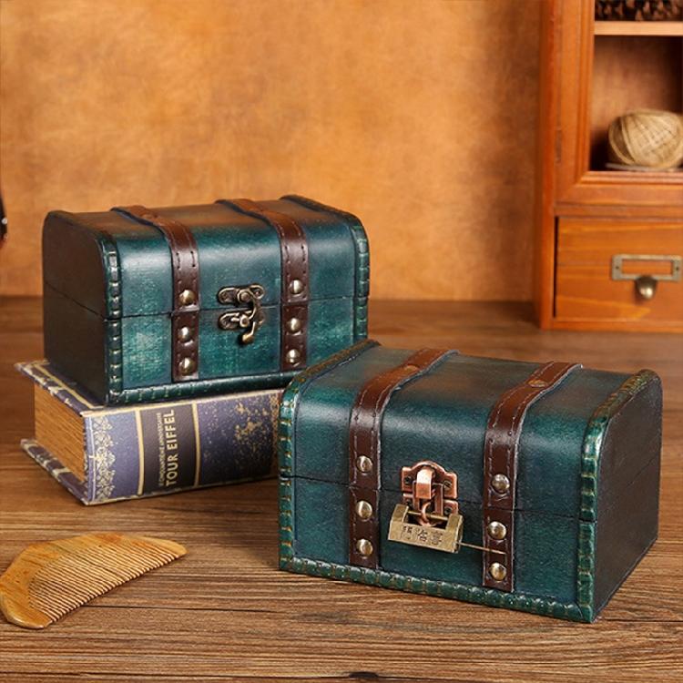 Decorative Treasure Box Vintage Wooden Large Desktop Storage Boxes for Jewelry