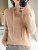 Women's Lace-up Knit Hoodie: Spring/Autumn Long Sleeve Loose Pullover Sweatshirt