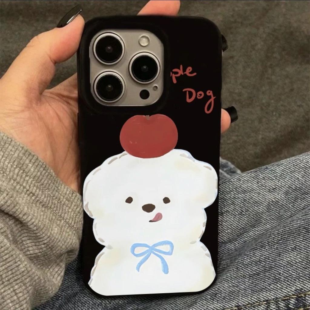 Cute Apple Puppy Suitable for Apple 15/14promax Jelly Mobile Phone Case 13/12 Set 16 16pro Soft 11