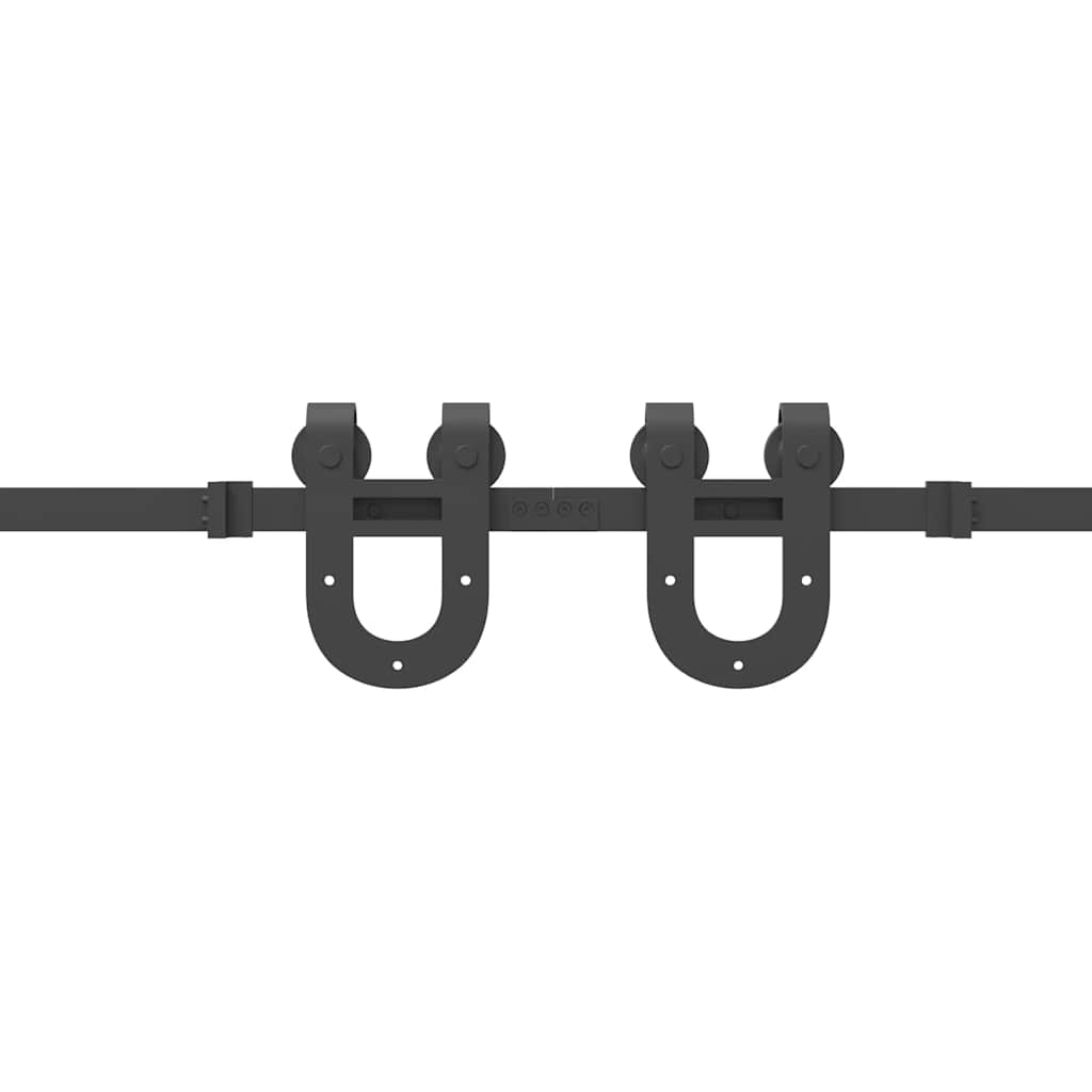 Sliding Door Hardware Set 366 cm Steel Black