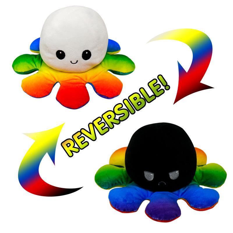 Reversible Flip Stuffed Octopus Plush  Doll Soft Simulation Reversible Plush Toy Double-sided Color