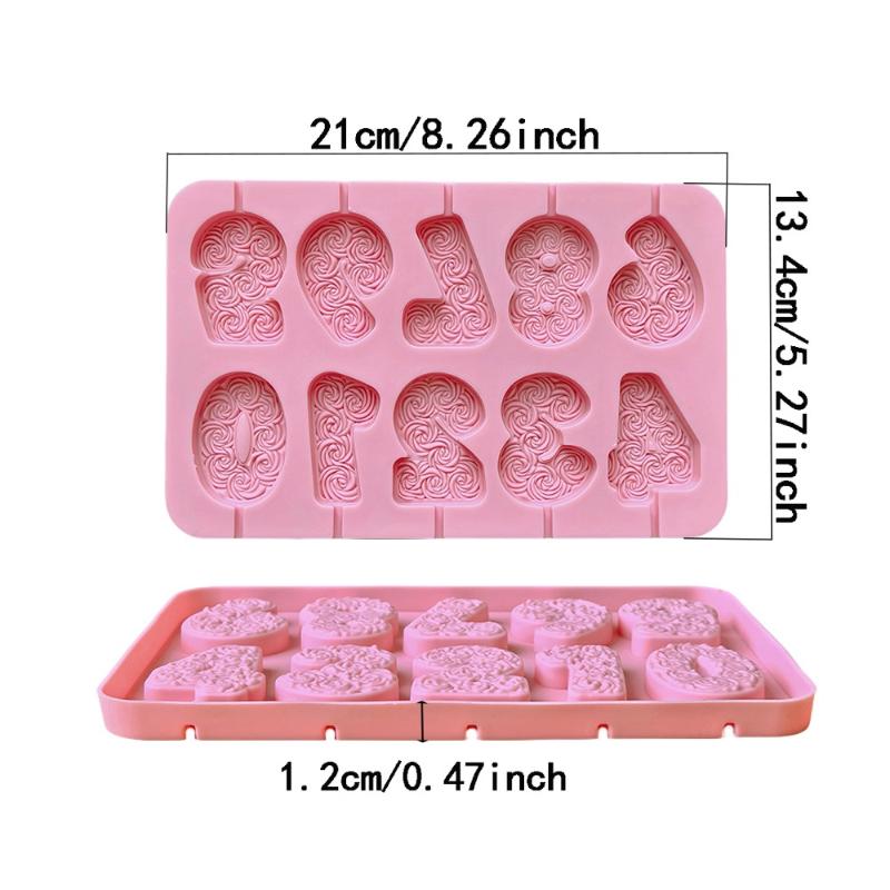 Silicone Mold For Diy Birthday Number Candle Making Rose Cake Decor Mold Reusable Non-Stick Chocolate Candles Baking Supplies