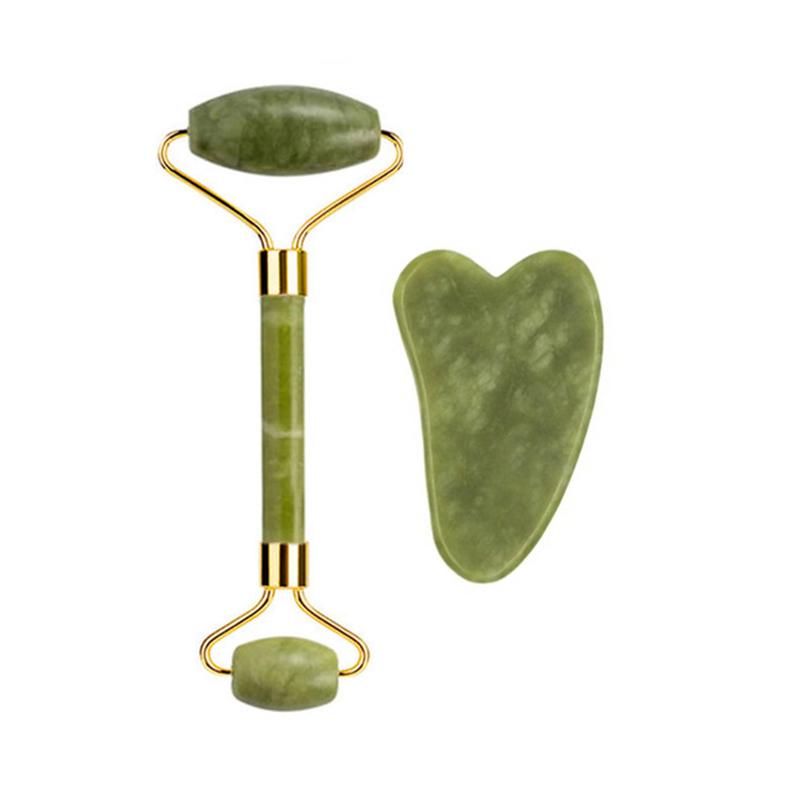 Xiuyu Roller Gua Sha Gouache Scraper Roller Massager Facial Anti Aging Natural Jade Stone Face Lifting Facial Skin Care Tools