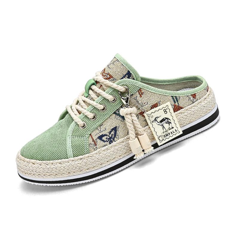 Shoes Summer Mules Half Sandals Man Canvas Slippers for Men Original Designer Luxury High Quality Fashion Rubber Casual Adult