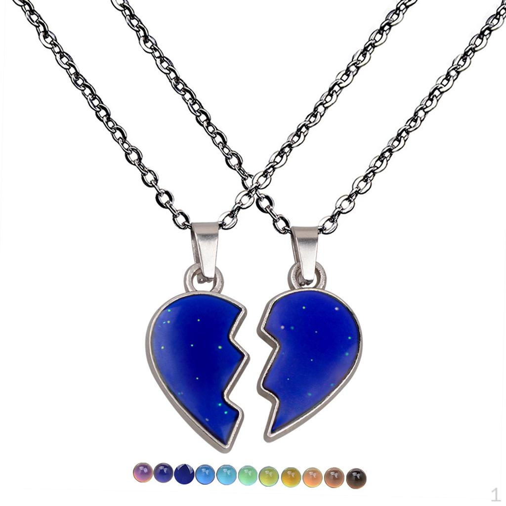 

1 Pair Couple Pendant Necklaces Color Stainless Jewelry Gift Heart Shaped Friendship Women Men Lover Without Word