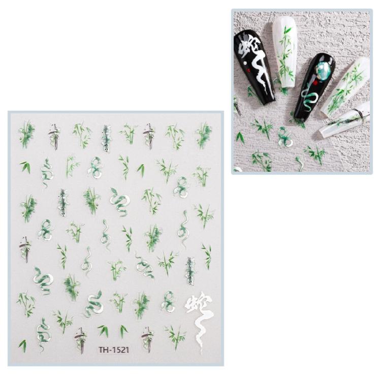1 Sheet Fashion Nail Art Decals for Chinese New Year Manicure Decors with Cartoon Snake PatternsNail Salon Accessories