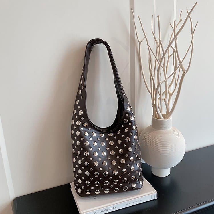 Metal Rivet Tote Bag Women's Shoulder Underarm Bag