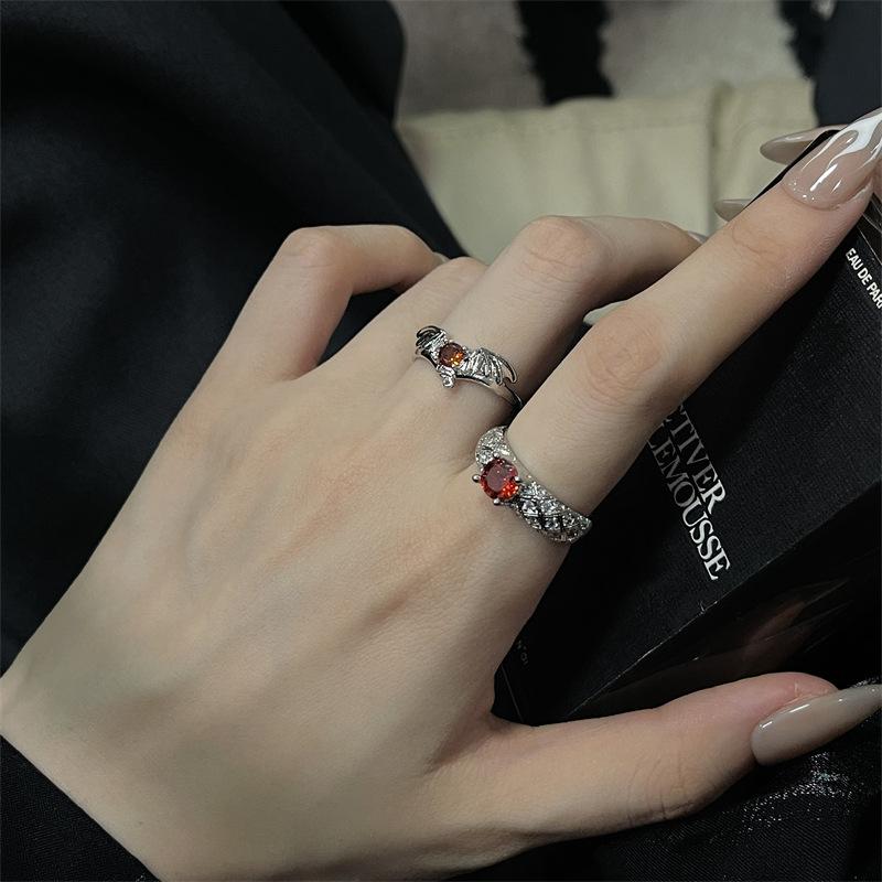 Roter Voll-Diamant Zir*****Pen Ring Guochao Transfer Design Sinn Zeigefingerring Hoher Sinn Temperament Schmuck