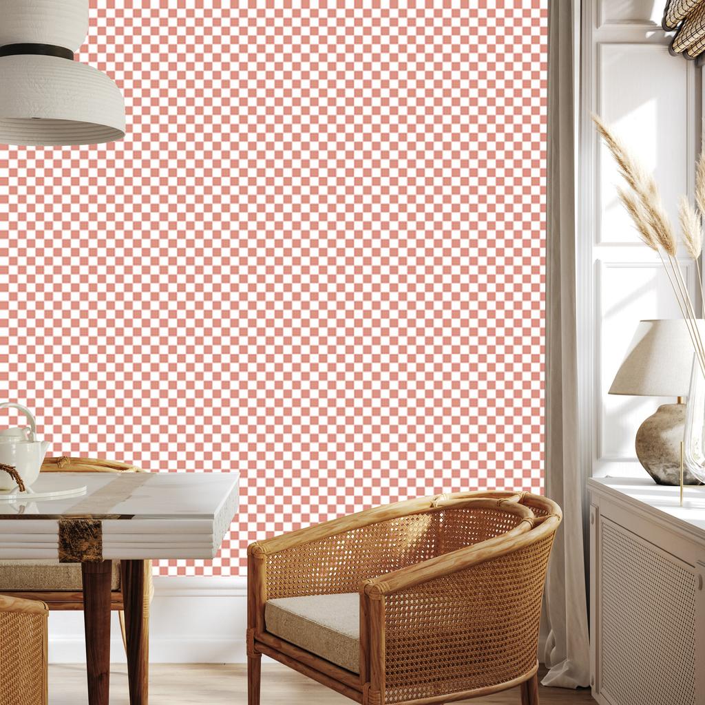 Wallpaper Checkerboard Coral, Bottom Coral for Living Room and Bedroom 50x1000