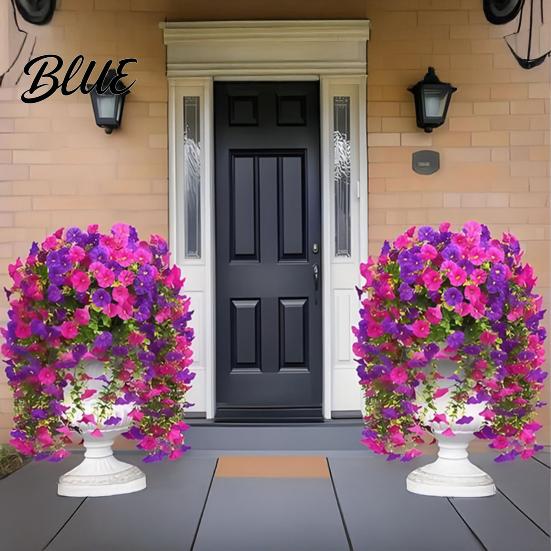 Wedding Artificial Flowers for Outdoor Fake Hanging Morning Glory with Eucalyptus Leaves UV Flower Bouquet Resistant Faux Plants Petunias