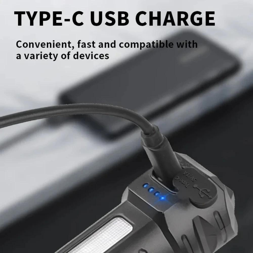 High Power LED Flashlight Aluminum Alloy+ABS Material Built-in Battery Powered USB Rechargeable Flashlights Zoom Torch Emergency