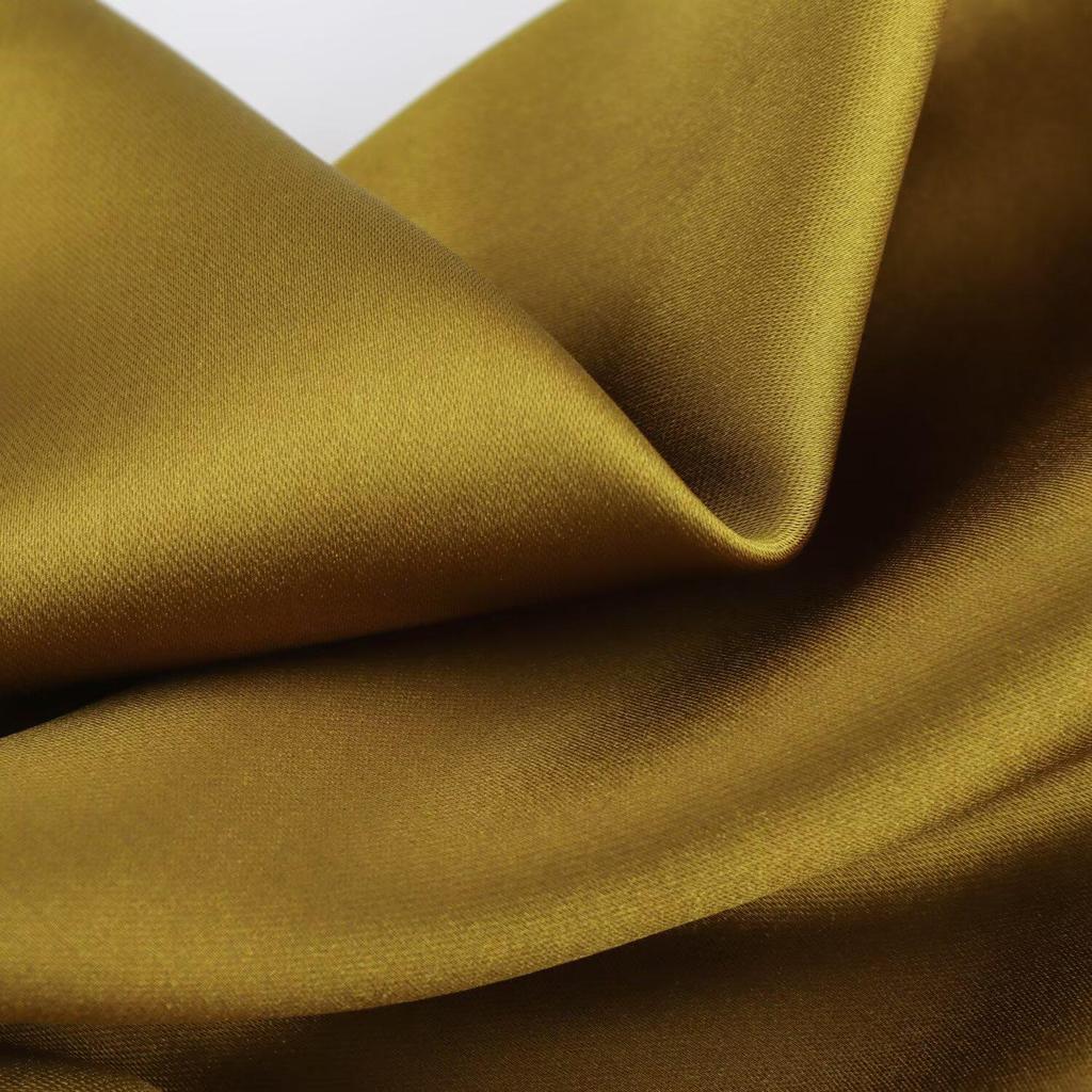 2025 Spring Women's European & American Style Belted Silk Satin Dress