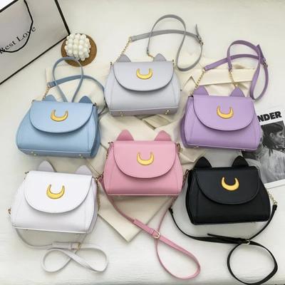 Sommer Sailor Moon Damen Handtasche Schwarze Katzenform Kette Umhängetasche PU Leder Frauen Messenger Crossbody Kleine Tasche Geldbörsen