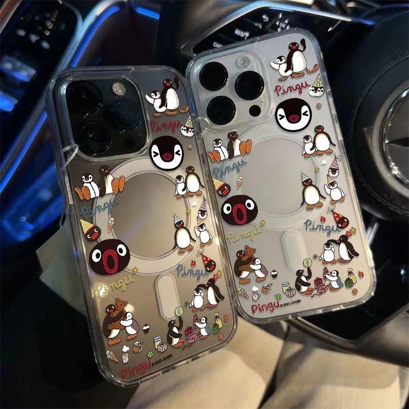 Pingu Familie Magnetische Hartschalenhülle für iPhone 12/13/15/16/17 Pro Max