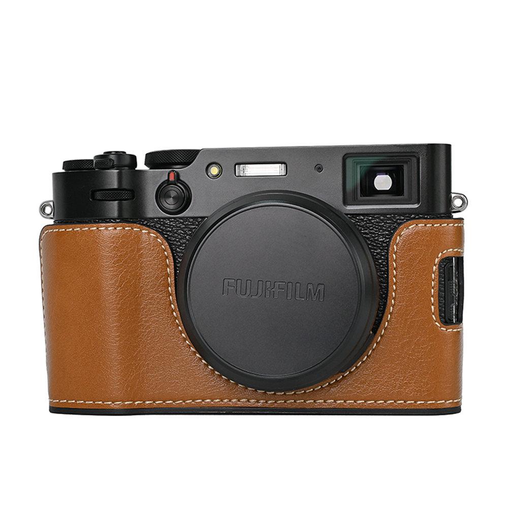 

Camera Bag PU Leather Half Body Case for Fujifilm X100V Fuji x100v Battery Openning Bottom Cover