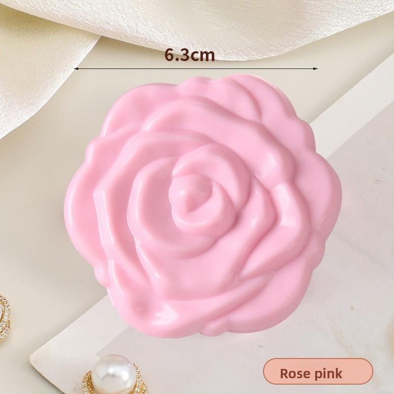 Electroplated Rose Folding Makeup Mirror - Handheld Mini Dual-Sided Mirror Makeup Remover Mirror Foldable Makeup Mirror Rose Pink [Regular Style]