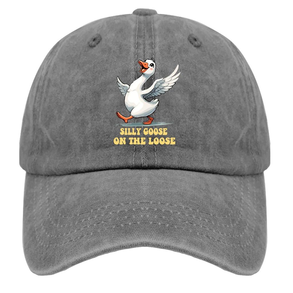 2026 Funny Goose Silly Goose On The Loose Trucker Hat Mens Cap Pigment Black Baseball Hat Gifts For Son Baseball Cap