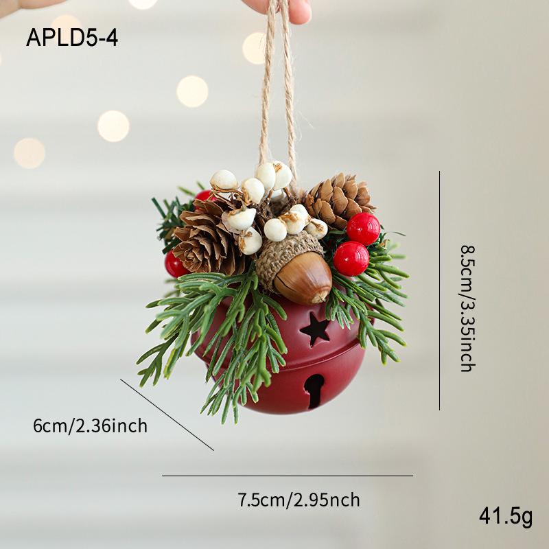 Festive Christmas Antler & Bell Ornaments with Bow & Pine Cone Accents for Tree & Window Decor.