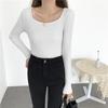 Podzimní Nový Top se čtvercovým výstřihem, Pletené základní tričko s dlouhým rukávem, Pulovr slim fit, Vnitřní svetr, Dámský univerzální top