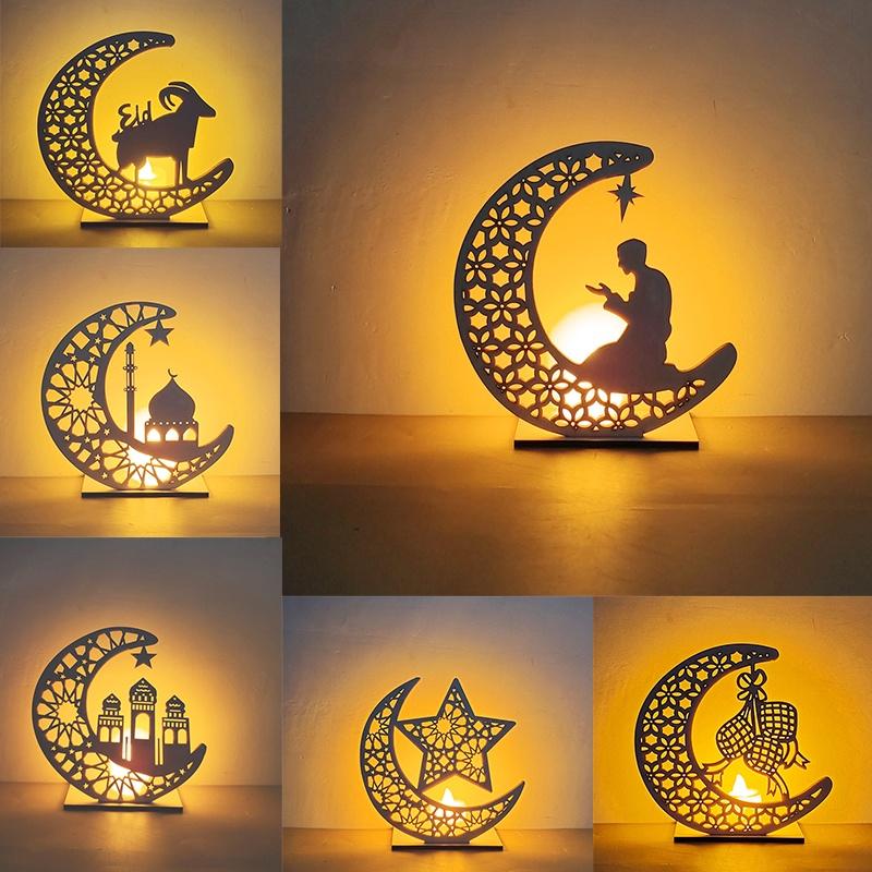 Festliche muslimische Ramadan-Ornamente, dekorative Lichter, Sterne und Mondformen, Kunsthandwerk