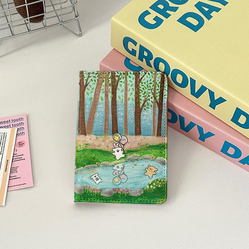

New Graffiti Dog Passport Cover Passport Holder Women Travel Accessories Portable ID Ticket Storage Bank Card Passport Wallet світло-зелений колір