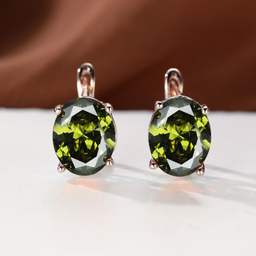 

Винтажные серьги-гвоздики овальной огранки розового и золотого цвета, серьги-кольца для женщин, невесты, свадьбы, помолвки, ювелирные изделия, подарки оливковое зеленый