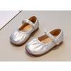 Kids Girls Solid Color Round Toe Pearl Velcro Mary Jane Princess Leather Flats