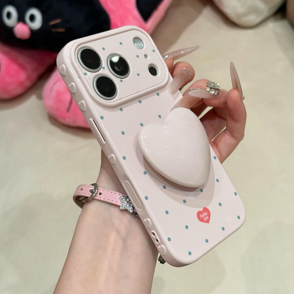 Candy Color Polka Dot Love, Suitable for iPhone15 Mobile Phone Case, Second Change Apple 17 Girl Side Love Soft Case 13