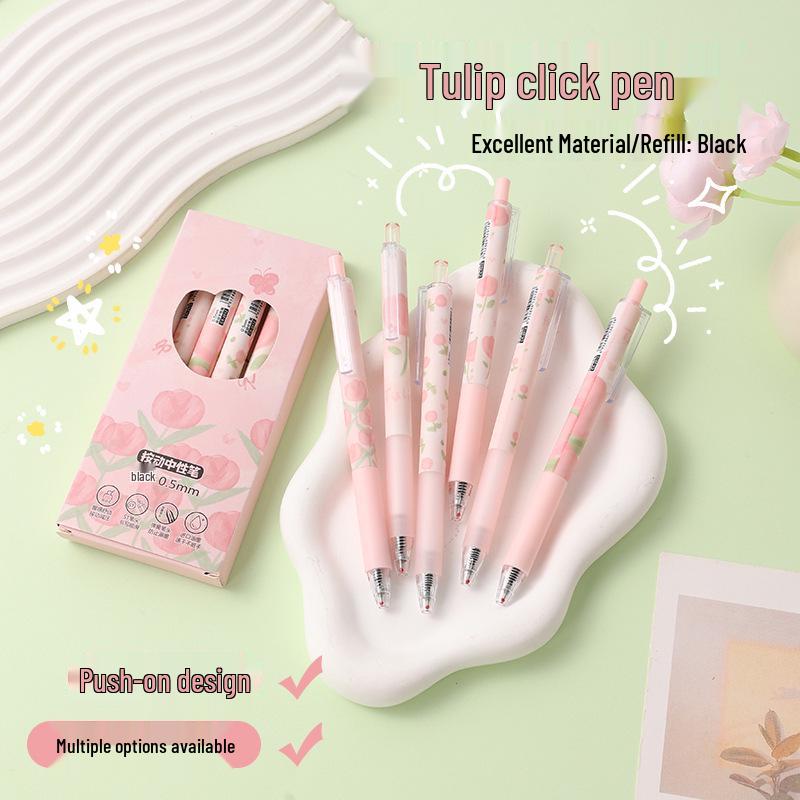 Pink Tulip Quick-Dry Click Pen 0.5 - Stylish Exam and Practice Pen