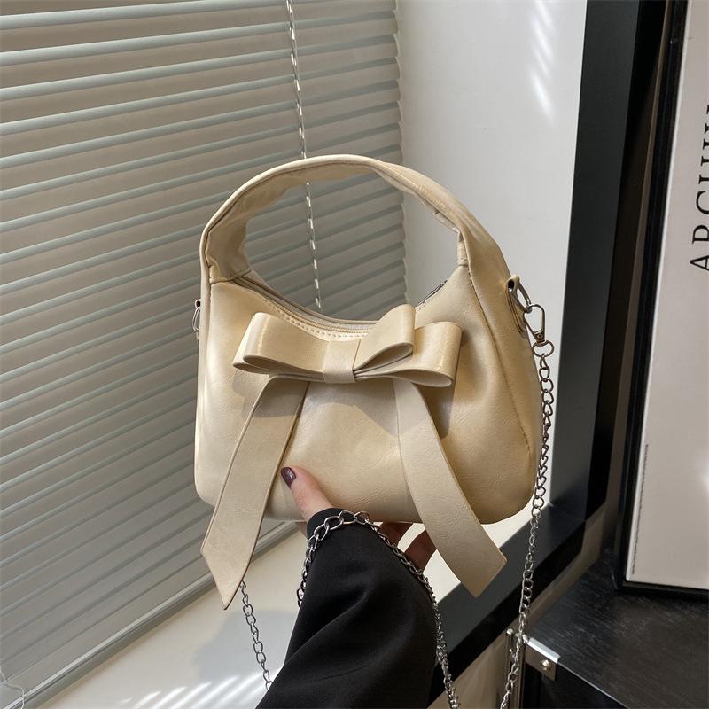 Schöne lässige süße Handtasche mit Schleife, Sommer, vielseitig, Kette, Schulter, Umhängetasche, Damen