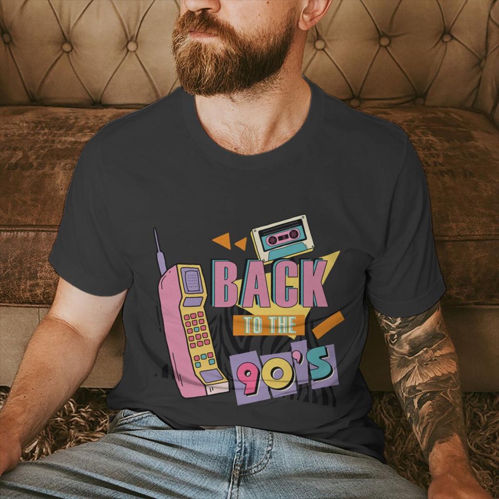 Vintage Style Back To The 90s Tshirts for Men Women Crewneck Tops for Birthday Party Gift Fashion Short Sleeve Ropa Hombre