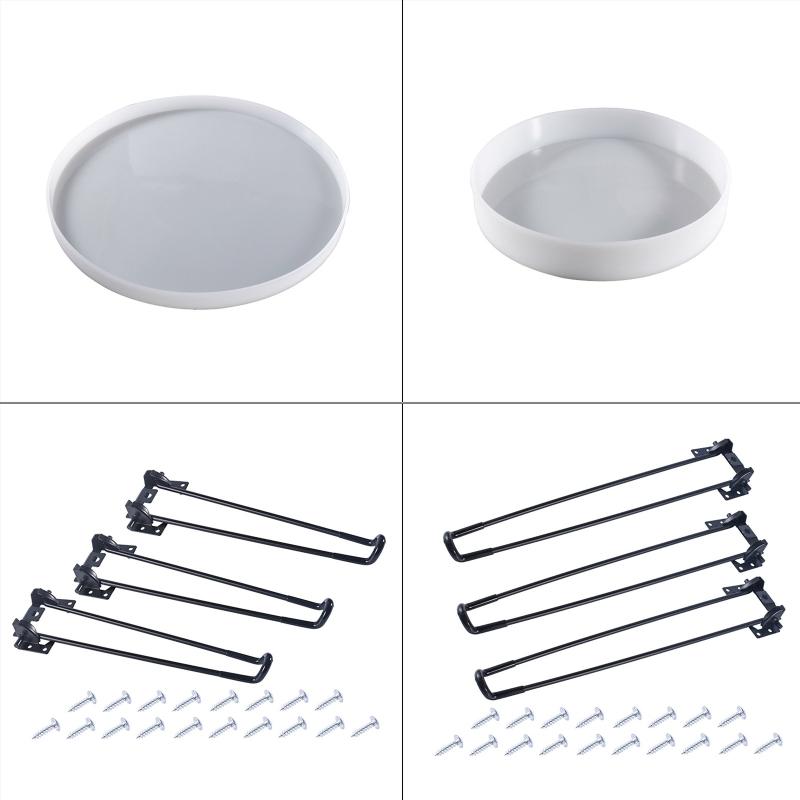 Resin Tray Molds Silicone Molds for Epoxy Casting Round Table Molds with 3 Table Leg and Screw DIY Resin Home Decor
