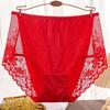Plus Size Sexy Lace Seamless Panties High-Rised Mesh Briefs Soft Breathable Underpants Lightweight Underwear