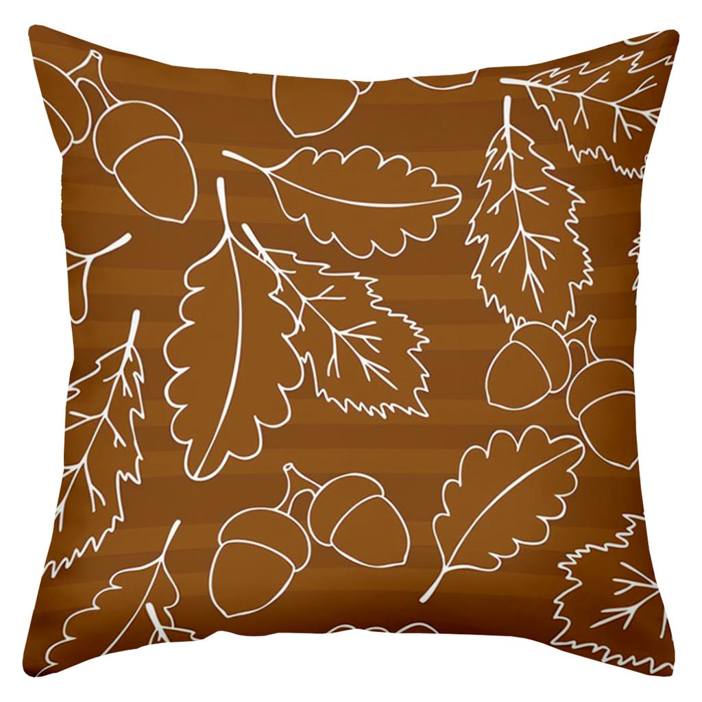 Autumn Leaf & Acorn Patterned Decorative Throw Pillows Polyester pillowcase, sofa decorative cushion cover, bedside throw pillow