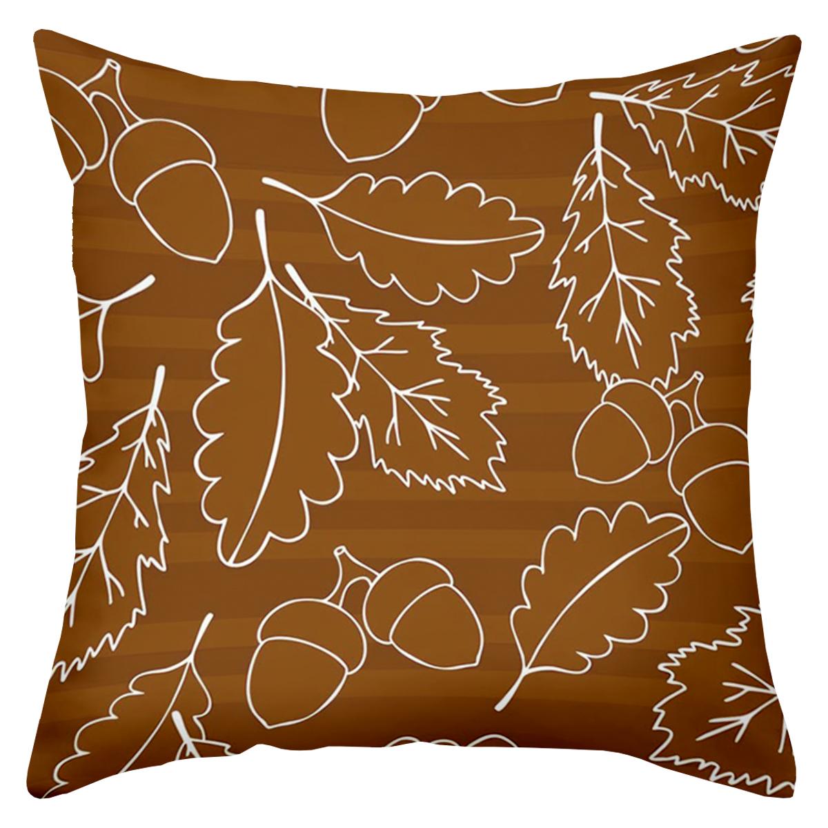 

Autumn Leaf & Acorn Patterned Decorative Throw Pillows Polyester pillowcase, sofa decorative cushion cover, bedside throw pillow 16x16Inch
