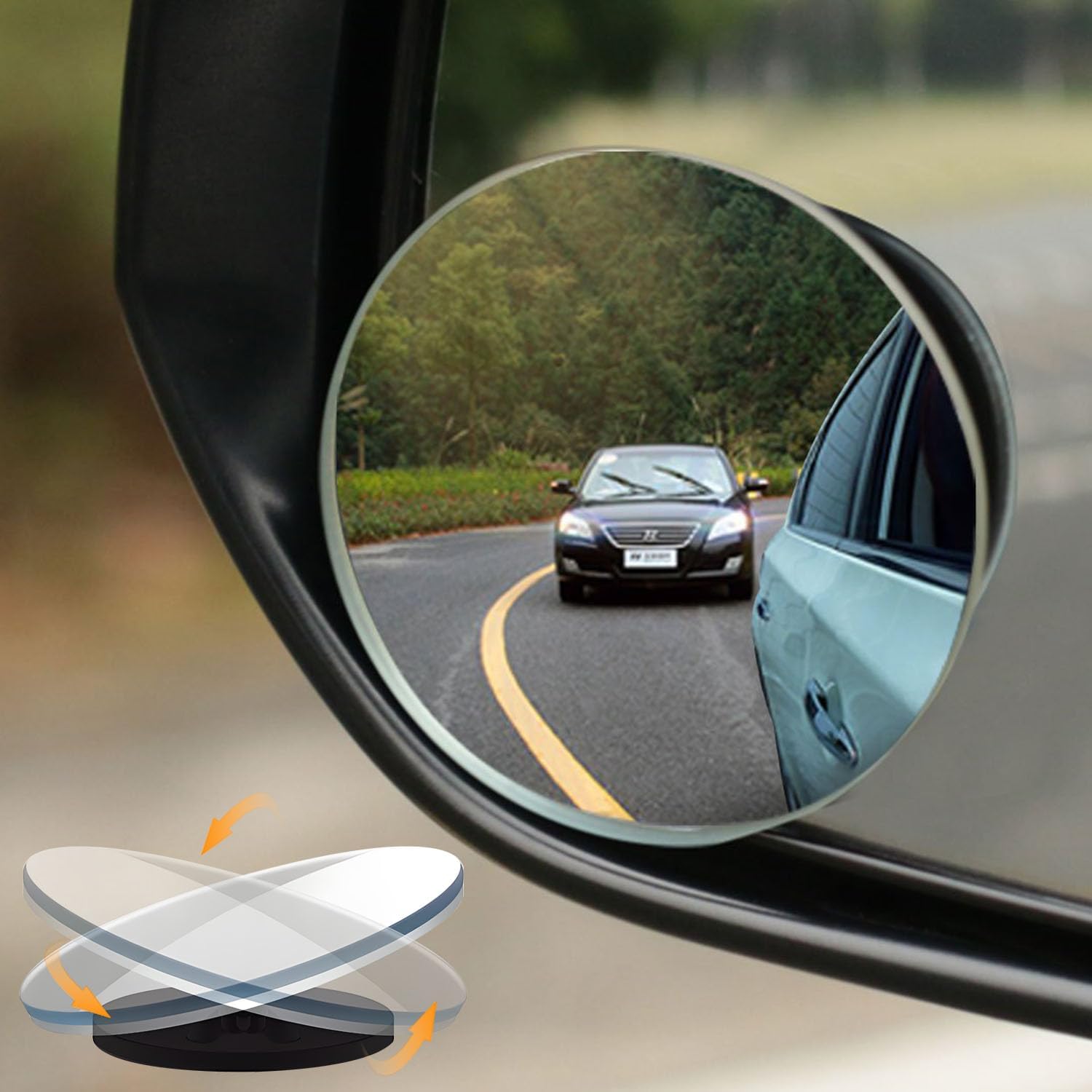 Blind Spot Mirrors 4-Pack | HD Frameless Convex Mirrors for Wide-Angle Side View Blind Spot Coverage